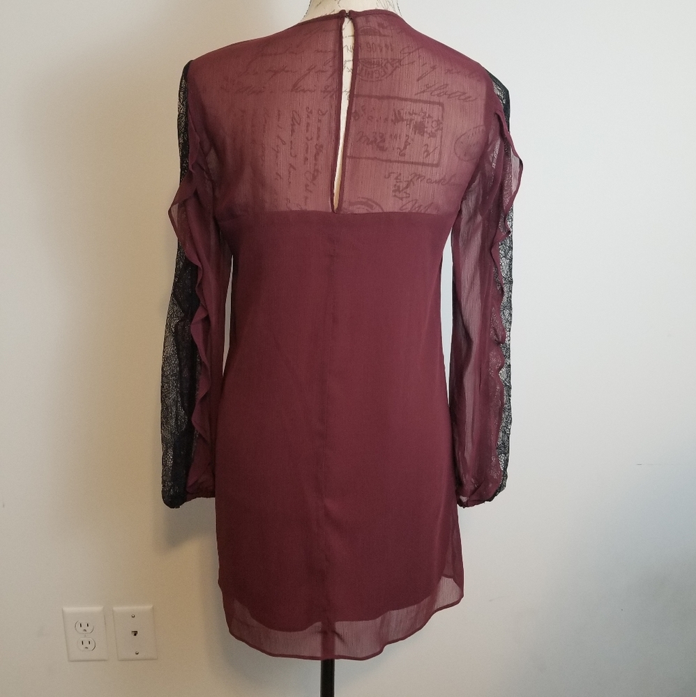 Bcbgeneration Maroon Lightweight Lace Sleeve Dress - image 4